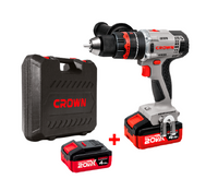 Atornillador Inalambrico con Percutor Crown 20V MAX 4Amp + 2 baterías